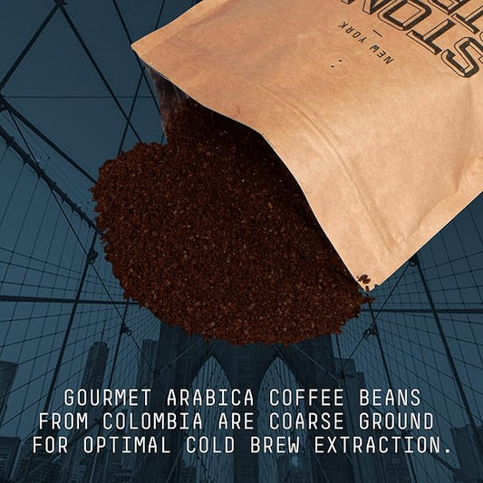 Stone Street Cold Brew Coffee, Low Acid, 100% Arabica, Gourmet Coffee - Strong & Smooth Blend, Coarse Ground, Dark Roast, Colombian Single Origin, 5 LB