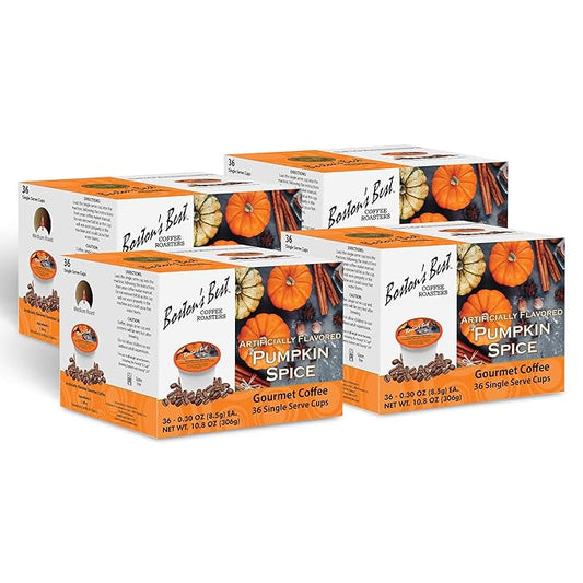 Boston’s Best - Fall-Inspired Pumpkin Spice Coffee, Medium Roast Flavored Gourmet Flavour Compatible with Keurig Coffee Maker, 1 Count (144 Single Serve Cups)