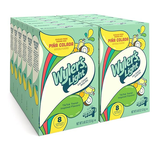 Wyler's Light Singles To Go Powder Packets, Water Drink Mix, Watertok Pina Colada, 96 Servings, 8 Count x Pack of 12
