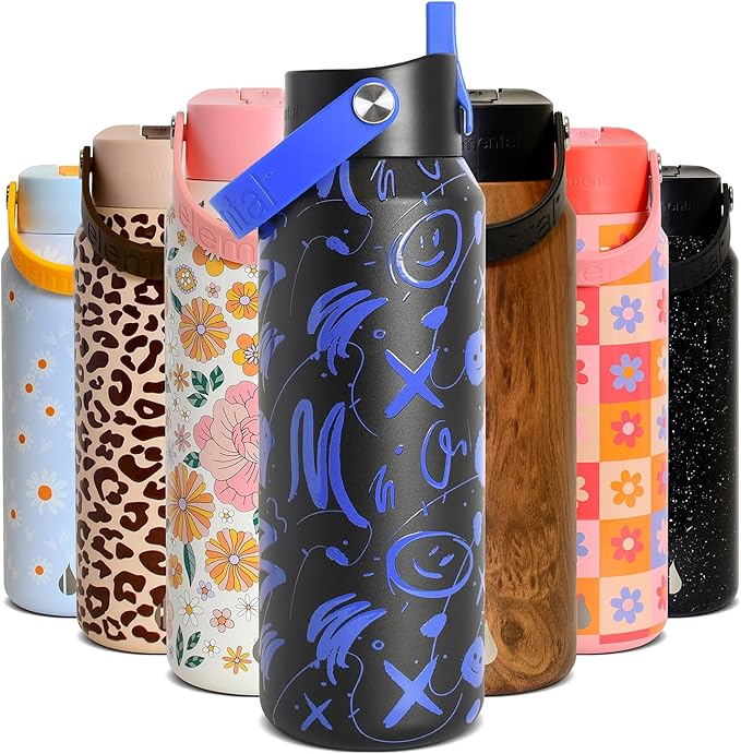 Elemental 40oz Insulated Water Bottle with Straw - 100% Leak-Proof Stainless Steel Core Water Bottles for Travel, Sports and Gym - Double Wall Insulation & BPA Free - Freestyle