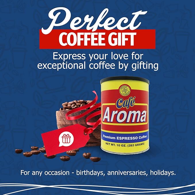 Cafe Aroma Dark Roast Cuban Style Espresso, Perfect for Lattes & Iced Coffee Creations, 36 oz (1 Can)