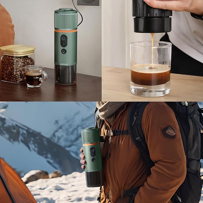 Portable Espresso Maker 20 Bar Self‑Heating & Auto-off | 13500 mAh Battery Brews 8 Shots | 12 V Mini Espresso Machine Compatible with Nespresso Original Pods | Car/Travel/Camping
