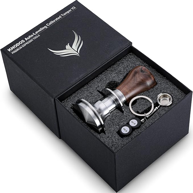 58.5mm Espresso Barista Kit – Walnut Espresso Press Tool Tamper, Espresso Distributor, Tamping Box, Dosing Funnel, Puck Screens, and WDT Tool