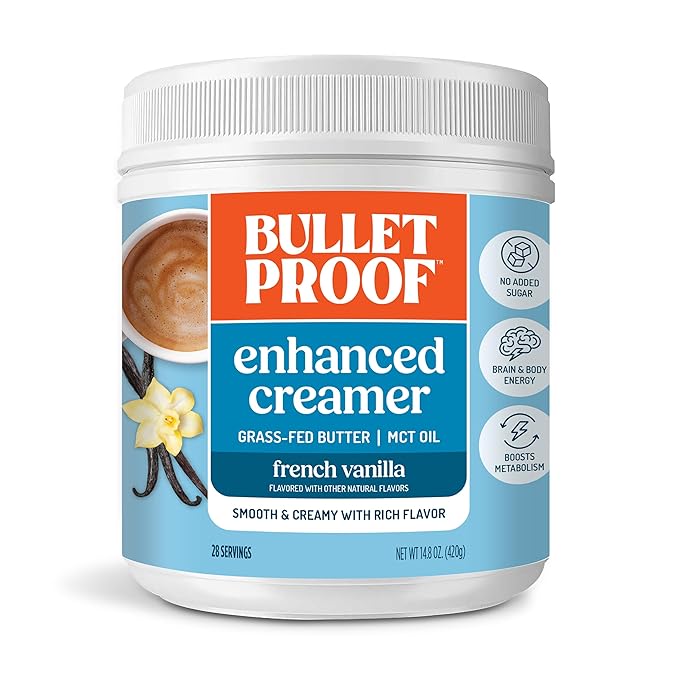 Bulletproof French Vanilla Creamer, 14.8 Ounces, Keto Coffee Creamer with MCT Oil and Grass-Fed Butter