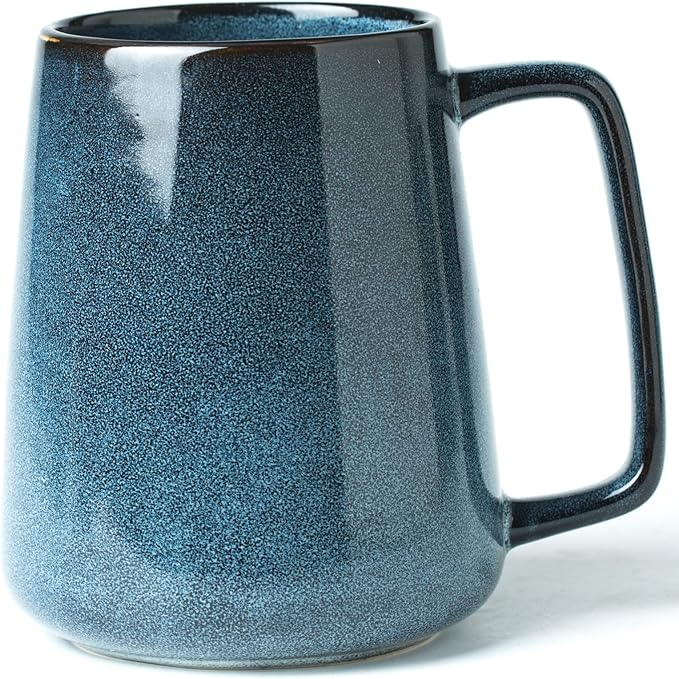 Large Ceramics Coffee Mugs, 24 OZ Large Handle Coffee Mugs, Extra Large Tea and Coffee Cup for Office and Home, Microwave and Dishwasher Safe (24 OZ Blue)