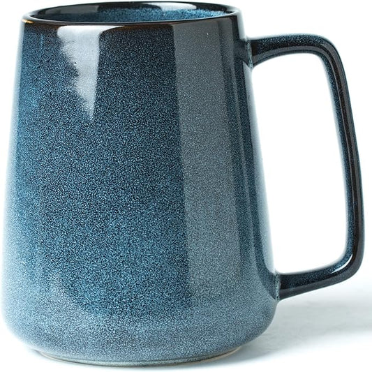 Large Ceramics Coffee Mugs, 24 OZ Large Handle Coffee Mugs, Extra Large Tea and Coffee Cup for Office and Home, Microwave and Dishwasher Safe (24 OZ Blue)