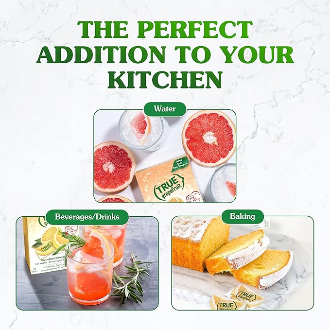 True Grapefruit 32ct (Pack of 1) - Water Enhancer - Bulk Dispenser - 0 Calorie Drink Mix Packets For Water - Sugar Free Grapefruit Flavoring Powder Packets