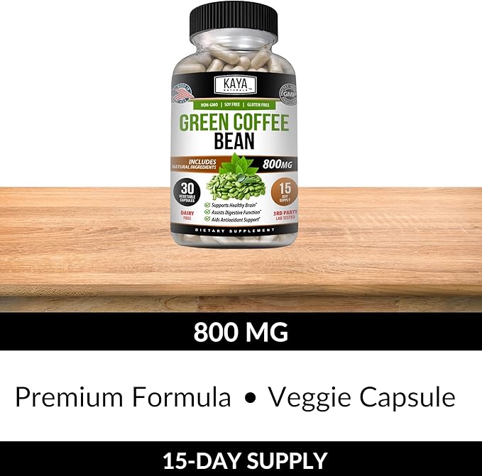 Kaya Naturals Green Coffee Bean Extract - Non-GMO, Gluten-Free Supplement (30 Count (Pack of 1)