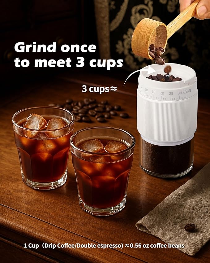 Manual Coffee Grinder with Ceramic Burr, 40g Capacity,35 Adjustable Settings,Portable Hand Mill for Espresso, French Press, Drip,Pour Over,Cold Brew,Compact and Quiet for Home Use (White)