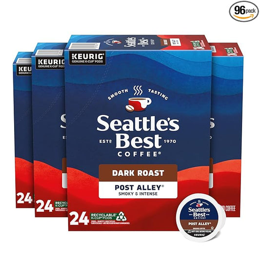Seattle’s Best Coffee, Dark Roast K-Cup Coffee Pods, Post Alley, 100% Arabica, 4 Boxes (96 Pods Total)