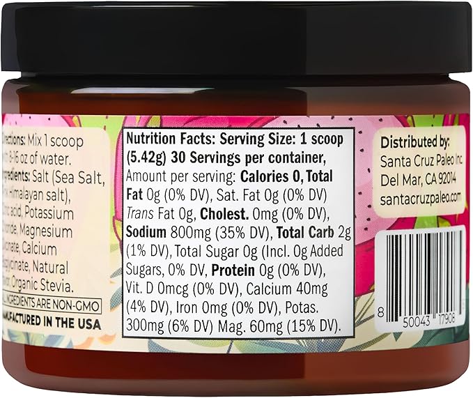 Santa Cruz Paleo Electrolyte Powder, Dragon Fruit Flavor, Sugar Free Hydration Drink Mix with Himalayan Pink Salt, Sea Salt, Magnesium Glycinate, Potassium Chloride, Sweetened with Stevia, 30 Servings
