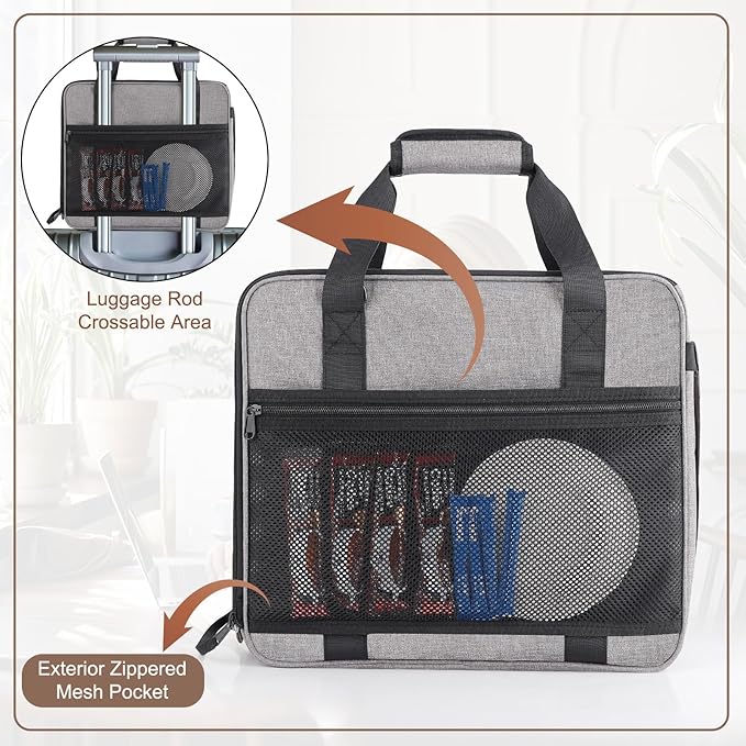 Portable Carrying Coffee Maker Travel Bag Match for Keurig K-Slim/K-Iced Plus, Single Serve Coffee Machine Travel Bag with Padded Shoulder Straps Includes Multiple Storage Bags, Grey