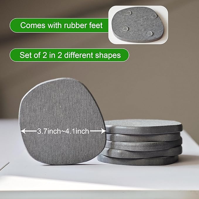 Diatomaceous Earth Coasters Set of 2 for Drinks, Moisture Water Absorbent Stone Coasters for Table Desk at Work, Water Absorbing Instant Drying Diatomite, Modern Deep Grey