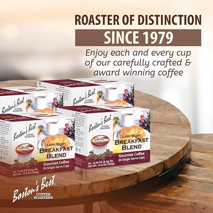 Boston’s Best - Smooth Light-Roast Breakfast Blend, Delicious Gourmet Coffee Compatible with Keurig Coffee Maker - 144 Count (Pack of 1)