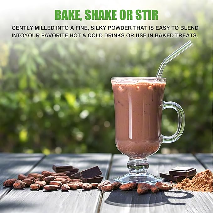 226g/2pack, Organic Cacao Powder, Unsweetened Cacao Powder With Rich Dark Chocolate Flavor, Perfect for Baking & Smoothies, Non-GMO, Certified Vegan & Gluten-Free