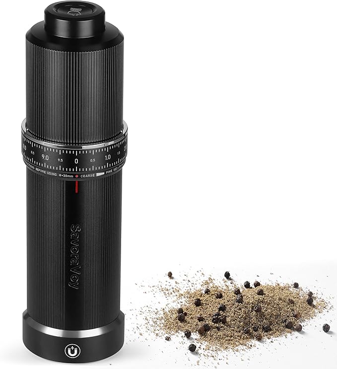 SavoraVoy Manual Pepper Grinder & Pepper Mill - Heavy-Duty All-Metal Construction with External Adjustment, Premium Mechanical Design for Home & Restaurant Use
