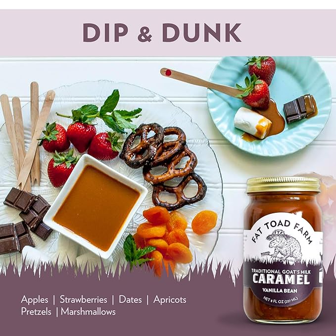 Fat Toad Farm Traditional Goat’s Milk Caramel Sauce, Vanilla Bean, 8fl oz Jar, Cajeta, Gluten Free