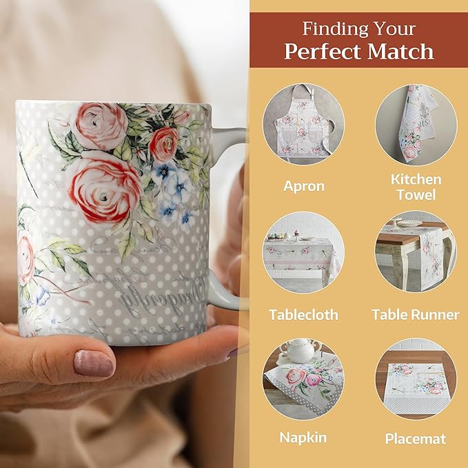Maison d' Hermine Coffee Mug with Handles Fine Bone China Mugs Pack of Two Tea Cups for Hot Beverages Cappuccino Latte Home Restaurant Office Perfect for Gift (Champ De Mars, 12 Ounce)
