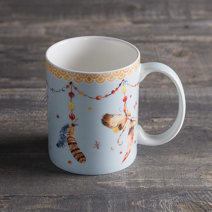 Maison d' Hermine Coffee Mug with Handles Fine Bone China Mugs Pack of One Tea Cups for Hot Beverages Cappuccino Latte Home Restaurant Office Perfect for Gift (Ibiza - Festival, 12 Ounce)