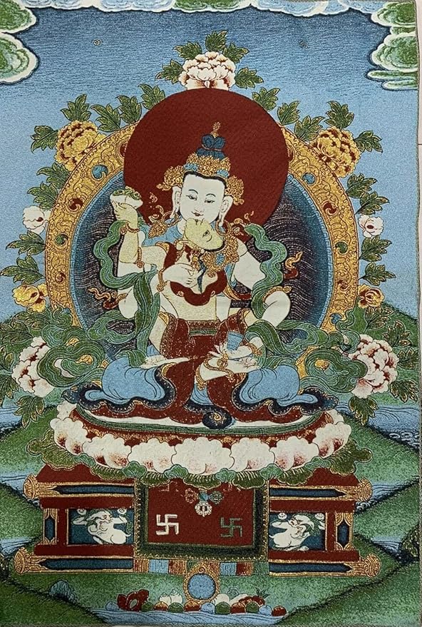 Silk Embroidey Tibetan Thangka Buddhism Tapestry Vajrasattva Double Body Tangka Fengshui Wall Hanging for Home Decor Tapestry Meditation