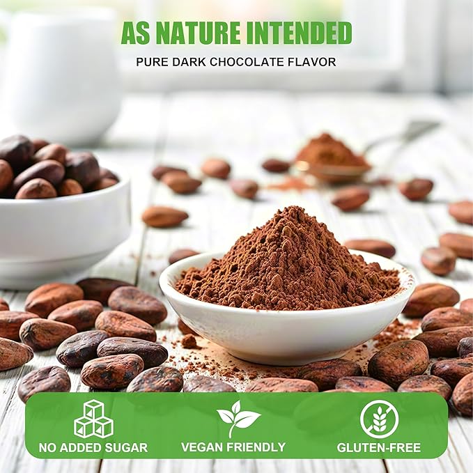 226g/5pack, Ultra-Fine Organic Cacao Powder ， Gourmet Baking Grade, Non-Alkalized Pure Cocoa for Brownies & Cookies, Dairy-Free, Vegan Certified, Resealable Bag