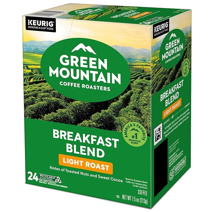 Green Mountain Coffee Roasters Breakfast Blend Single-Serve Keurig K-Cup Pods, Light Roast Coffee, 96 Count