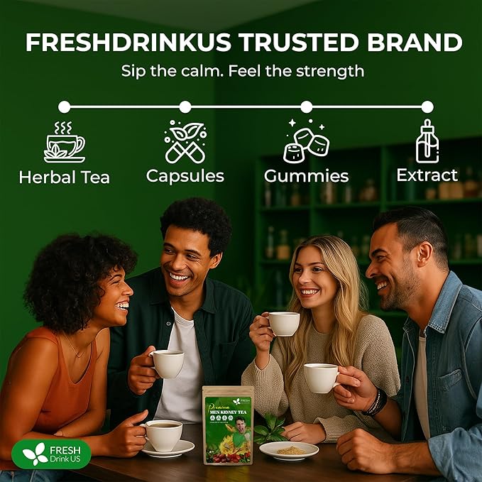 FreshDrinkUS, 24 Packs of Premium Herbal Support Tea – Ginseng Six Treasure Blend, 9 Powerful Ingredients, 10g/Bag – Men's Wellness Tea with Ginseng and Five Treasure Aid Root.