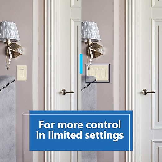 LIDER Minimalist Design Matte Finish Lighted Triple Switch with Screwless Wall Plate, Combination Decorator Switch with Locator Light, Ground Terminal, Single Pole, 15A 120V, UL Listed, Light Almond