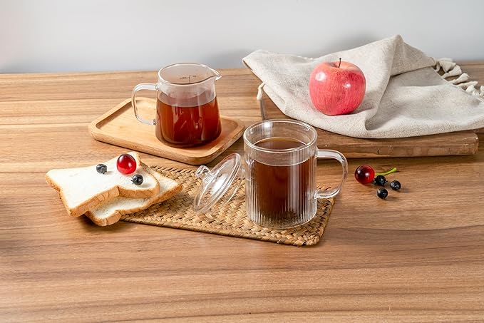 11OZ Double Walled Coffee Mugs Glass with Lid Handles,Cups for Latte,Hot Tea,Cappuccino, Mocha,Cocoa,Hot & Cold Beverages Glasses Heat Resistant Coffee Cups(CLEAR)