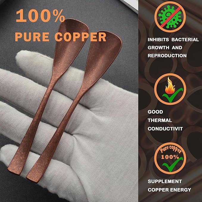 4.33-Inch Vintage Teaspoon, Hand-Forged Antique Copper Spoon, Suitable for Stirring Coffee and Desserts, Cakes, Ice Cream (1)
