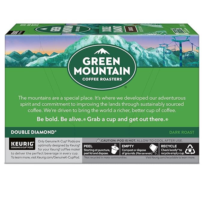 Green Mountain Coffee Roasters Double Diamond Keurig Single-Serve K-Cup pods, Dark Roast Coffee, 60 Count (6 Packs of 10)