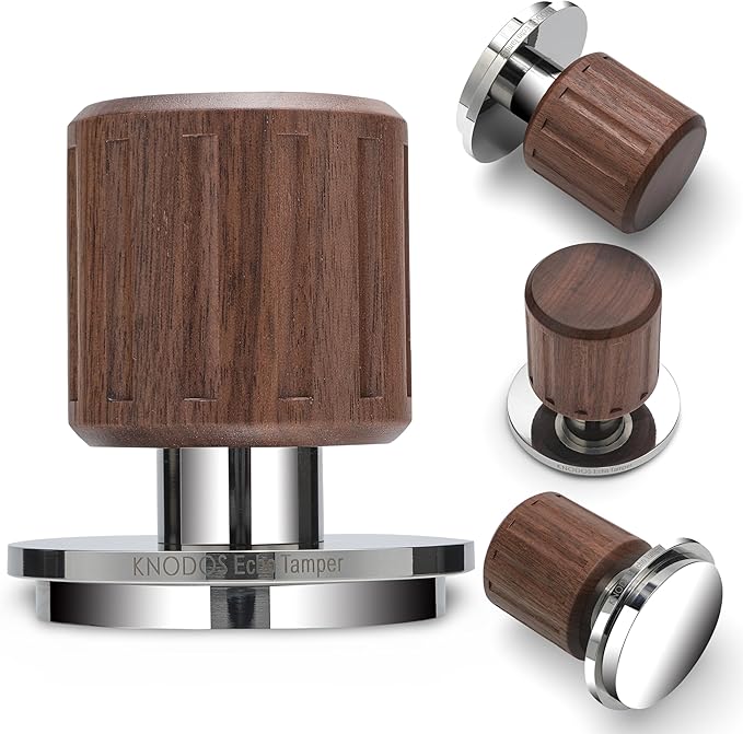 Echo Tamper 54mm with Click Feedback 30lb Walnut Calibrated Espresso Tamper Tool 53.35mm for Breville Portafilter Includes Gift Box + 20lb Replacement Spring