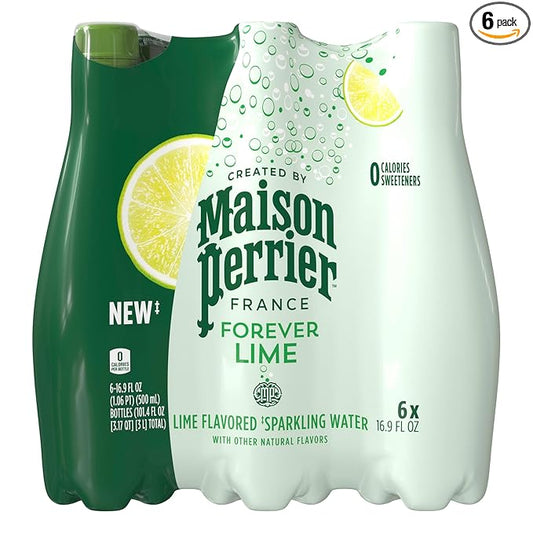 Maison Perrier Forever Lime Flavored Sparkling Water, 16.9 Fl Oz Plastic Water Bottles, 6 Count 101.406 fl oz