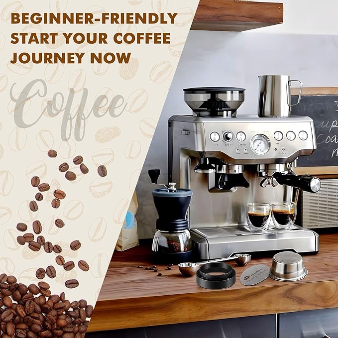 54mm Dual Wall Filter Basket, 53.3mm Puck Screen & 54mm Espresso Dosing Funnel Compatible with Breville BES860XL/11.41 Barista Express, Stainless Steel Portafilter Basket & Lower Shower Screen