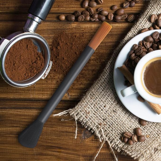 Coffee Machine Cleaning Brushes 2PC, Dusting Bar Espresso Machine Grinder Cleaning Brushes, Two Head Brush Accessories for Bean Grain Coffee Tool Tabletop Simple Barista Home Kitchen Dual Purpose