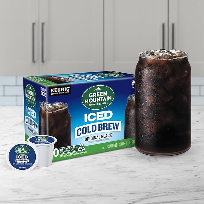 Green Mountain Coffee Roasters Original Black Iced Cold Brew Coffee, Single Serve Keurig K-Cup Pods, 60-Count Box (6 Packs of 10)