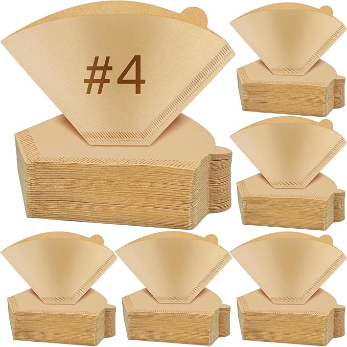 600 Count Coffee Filters #4, Cone Paper Coffee Filters 8-12 Cup, Unbleached Disposable No 4 Coffee Filter Compatible with Ninja Coffee Maker, Pour Over and Drip Coffee Maker