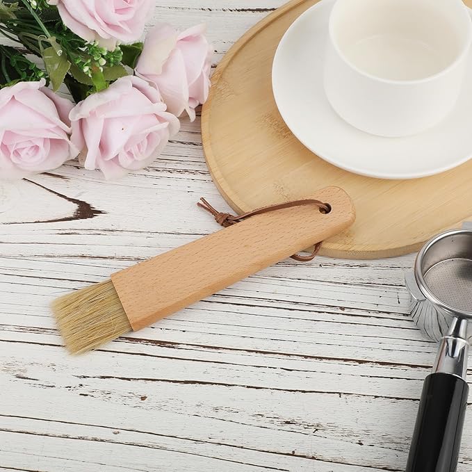 Coffee Grinder Cleaning Brush, Beech Handle Espresso Machine Cleaner Tool with Bristle Brush Barista Dusting Accessories for Camping Home Kitchen Gadget