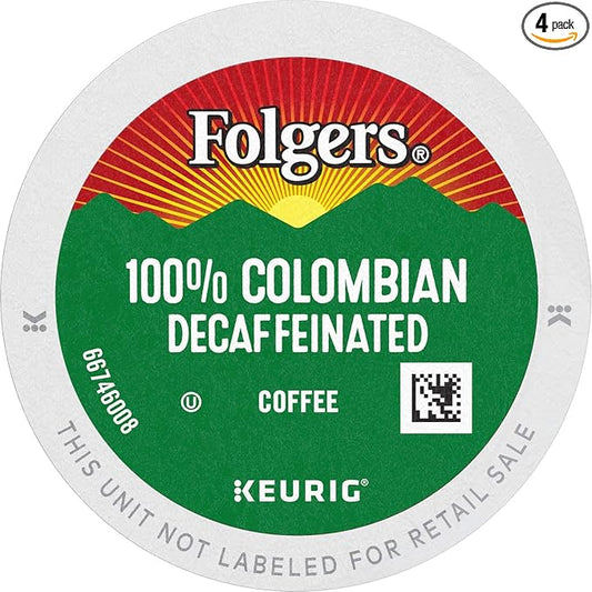 Folgers 100% Colombian Decaf Medium Roast Coffee, 96 Keurig K-Cup Pods