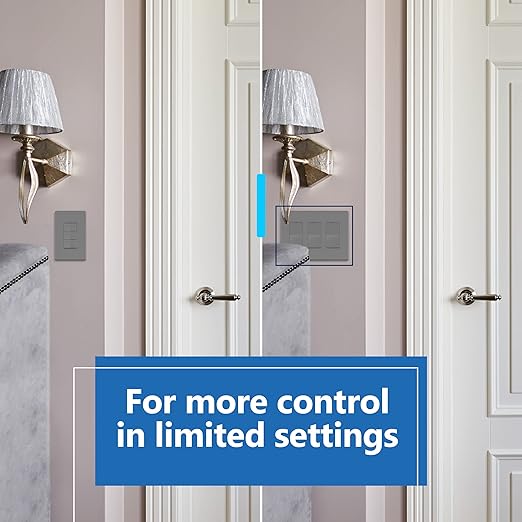 LIDER Minimalist Design Matte Finish Lighted Triple Switch, Combination Frameless Decorator Switch with Locator Light, Ground Terminal, Single Pole, 15A 120-277V, UL Listed, LCS3-1P-GY, Gray