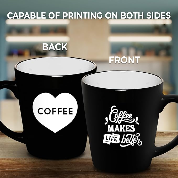 Custom Ceramic Coffee Latte Mugs 12 oz. Set of 100, Personalized Bulk Pack - Perfect for Coffee, Tea, Espresso, Hot Cocoa, Other Beverages - White