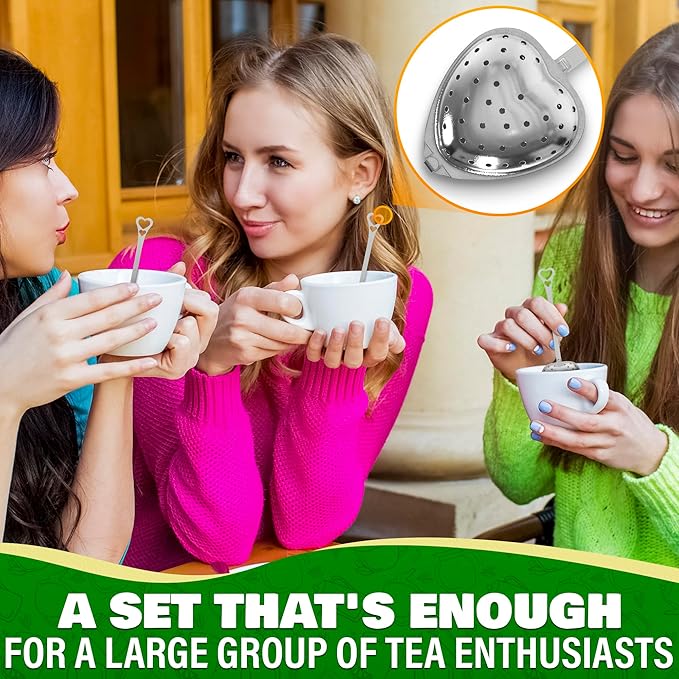 10 Pcs Heart Tea Infuser for Loose Leaf Tea Steeper – Rust-Resistant Stainless Steel Strainers with Secure Clasp, Easy Brewing Design, Keeps Loose Leaves Held | Romantic Valentine’s Day Tea Moments