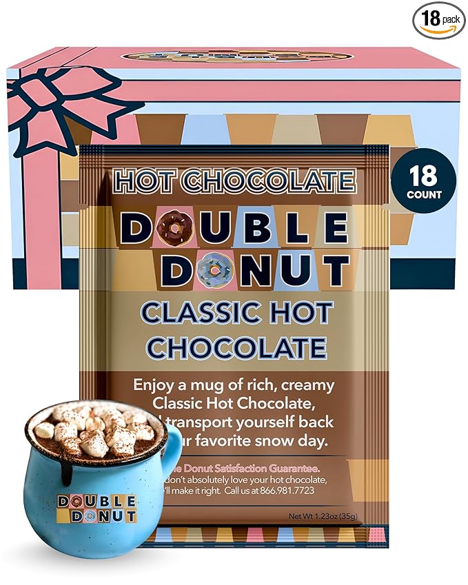 Double Donut Coffee Double Donut Hot Chocolate, Classic Hot Chocolate, Hot Chocolate Packets, Hot Cocoa Mix, 18 Count