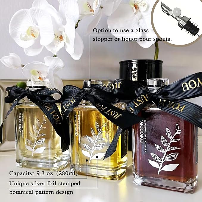 Olive Oil Dispenser for Kitchen, Cooking Oil and Vinegar Dispenser Set, Olive Oil Bottle, Soy sauce dispenser, coffee syrup bottles - Set of 3 Silver