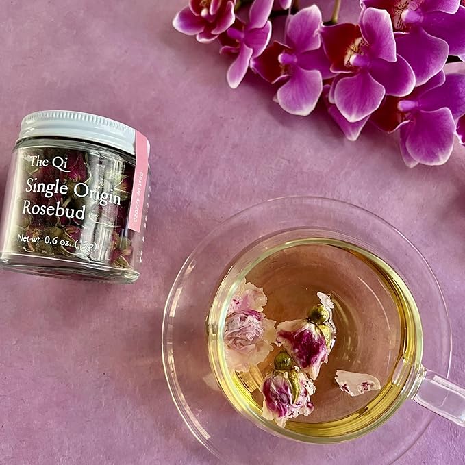 The-Qi Trio Petite Flower Teas Set - 3 Jars of Whole Flowers (Butterfly Pea, Rosebud, & Jasmine) - 100% All Natural Floral Tea Gift Set for Inner Calm, Relaxation, & Wellness - Naturally Caffein-free