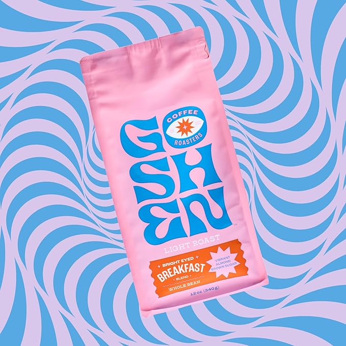 Goshen Coffee Roasters Whole Bean Bright Eyed Breakfast Blend | Light Roast, Brewed or Espresso | Award-Winning - Natural and Washed | Vibrant, Almond, Brown Sugar Flavors | 2 Lb Bag