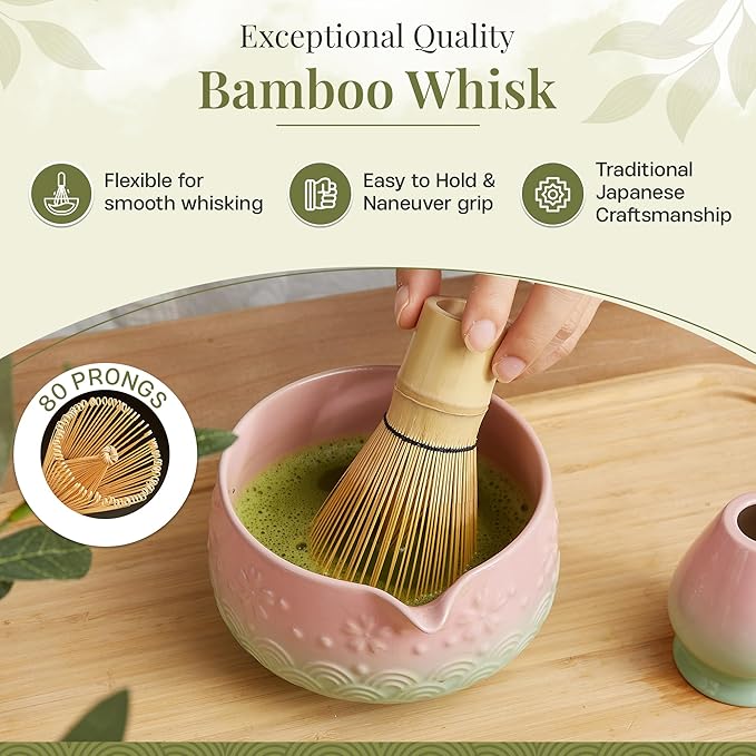 Matcha Whisk Set 9pcs – Matcha Tea Set with Ceramic Matcha Bowl, Bamboo Whisk (Chasen), Scoop, Sifter | Matcha Kit for Japanese Tea Ceremony & Beginners(Gradient)