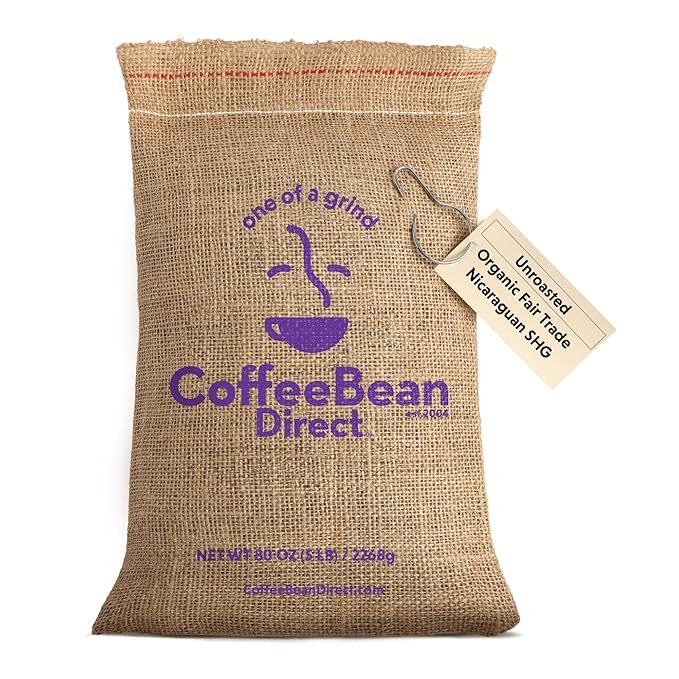 Coffee Bean Direct Unroasted Organic Fair Trade Nicaraguan SHG, 5 Pound (Pack of 1)