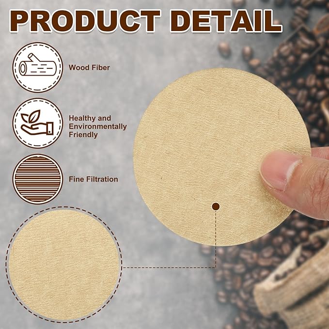 uxcell 300Pcs Coffee Filters,2.2 inch Disposable Round Paper Filter, Suitable with Home Office Use and Drip Coffee Maker, Wood Color