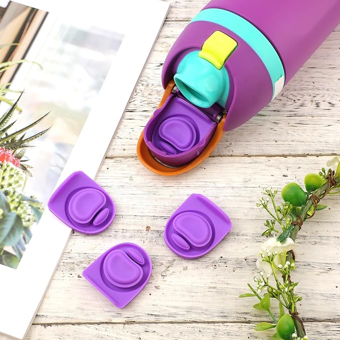 4pcs Replacement Stopper Compatible with Owala FreeSip 24oz 32oz, Water Bottle Top Lid Gasket for Owala 19/24/32/40oz Seal Bottle Cap Mouth Stopper Part Silicone Plug Accessories BPA-Free (Purple)